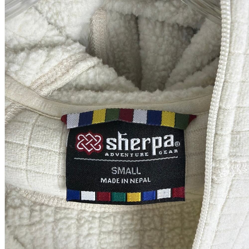 Sherpa Adventure Gear Womens Hoodie Small 1/4 Zip Cream Fleece Outdoor Nepal - Picture 3 of 8